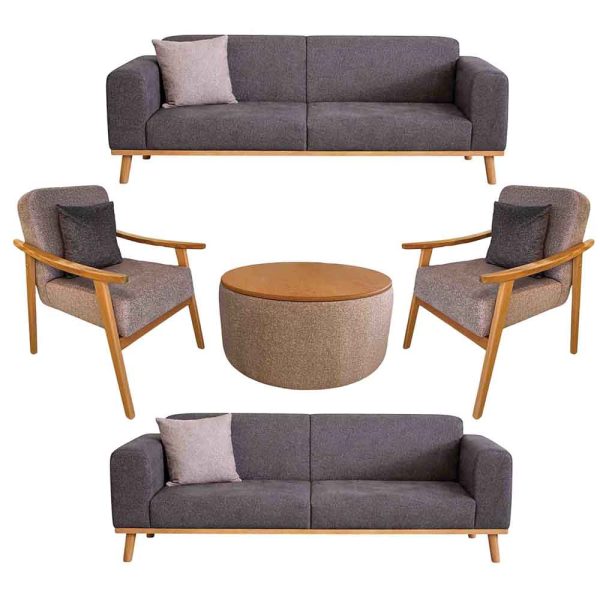 سرویس مبل راحتی هشت نفره لاکو + پاف جلو مبلی